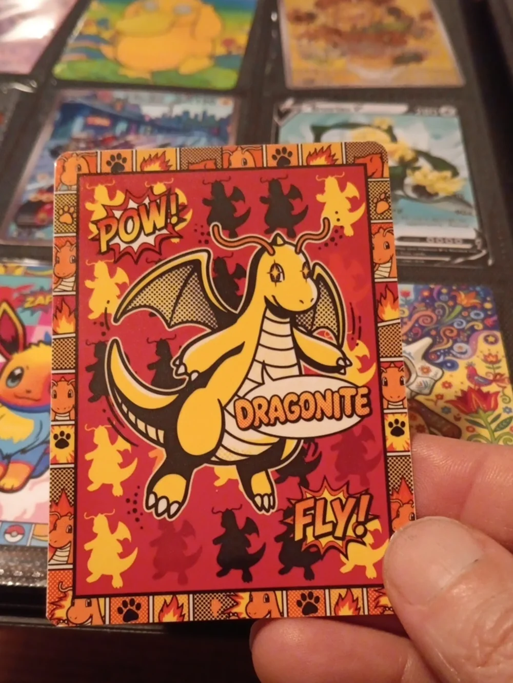 Dragonite Pop Art Collectible Card - Yellow & Red